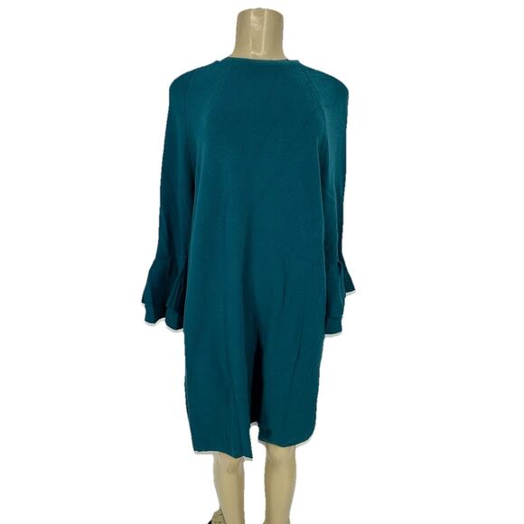 Anthropologie XL Women Pullover Knit Sweater Dress Ruffle Flare Sleeves K8-5 - Picture 1 of 10